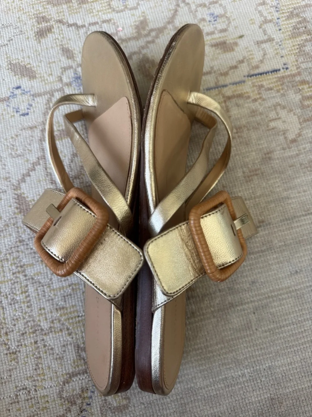 Veronica Beard Salva Metallic Gold Crisscross Sandal Size 10